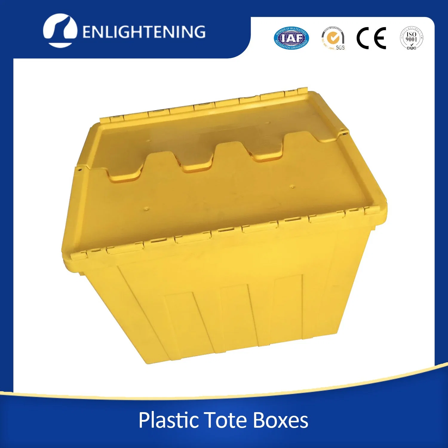 Common Size Industrial Shipping Logistic Heavy Duty Plastic Storage Containers Totes Box with Hinged Lid for Market and Store