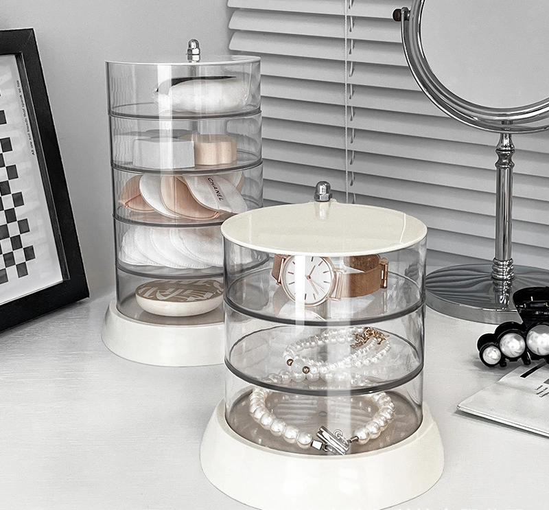 Cosmetic Storage Box Transparent Rotating Dresser Cosmetic Jewelry Display Rack