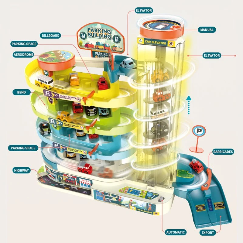 High quality/High cost performance Kids Gift Plastic 2 in 1 Packing Lot Building Adventure Game with Music and Light Vehicle Toys