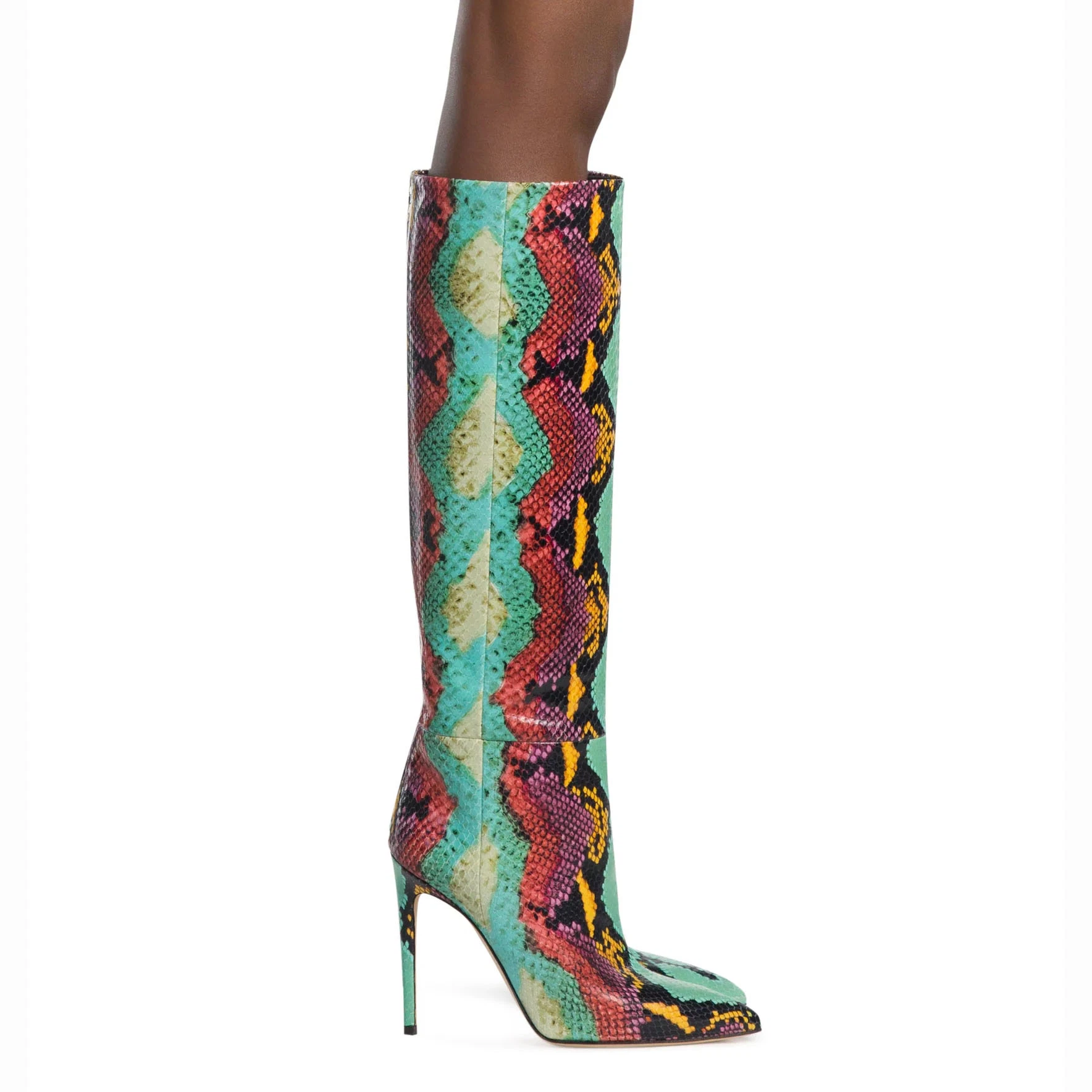 Shining Shoes Sexy Python Pattern Women Knee High Boots