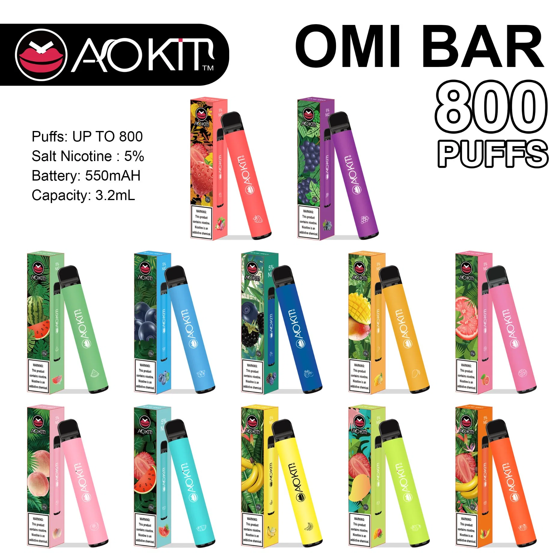 Factory Price Wholesale/Supplier Aokit Electronic Cigarette Vape Smoking 800 Puffs E Cigarettes