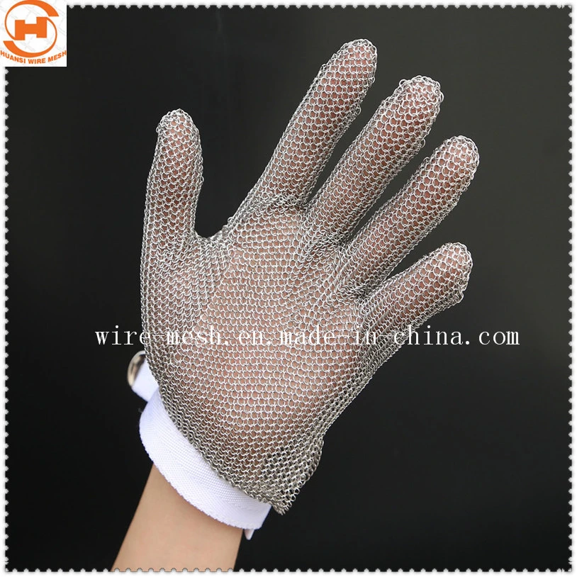 Stainless Steel Ring Mesh Anti-Cut Butcher Gloves for Meat Processing