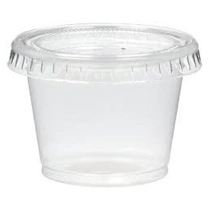 Großhandel PLA / PET Portion Cup / Kunststoff Portion Becher für Tomatensauce / Salat Dressing Mit Deckel