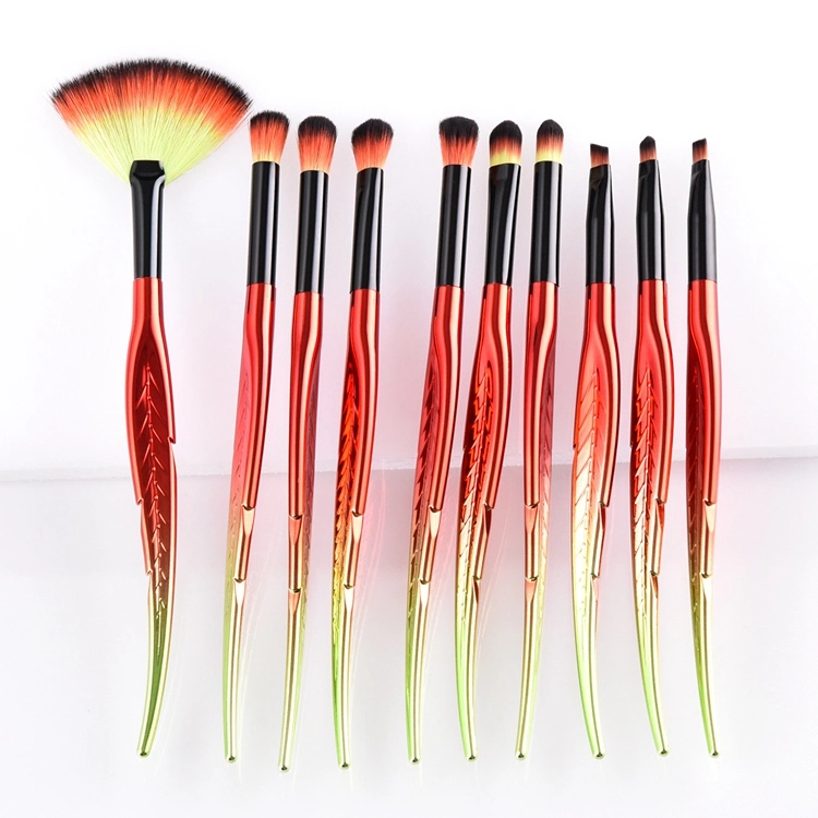 10PCS Professional Leaf Makeup Brushes Set Leaf Eyeshadow Concealer Nose Lips Cosmetic Brushes Set