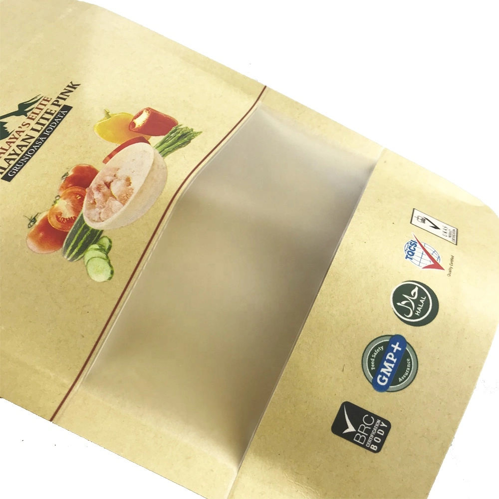 Resleable Ziplock Stand up Dry Fruits Food Paper Packaging Bag with Window