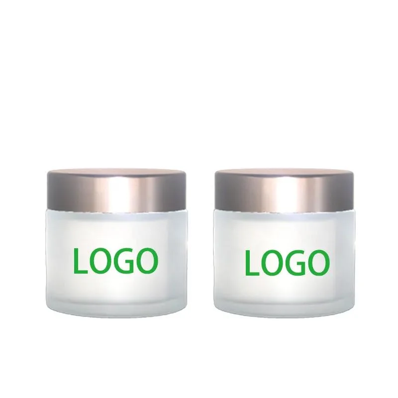 50ml Empty Cosmetic Packaging Face Cream Containers White Frosted Glass Cosmetic Jars