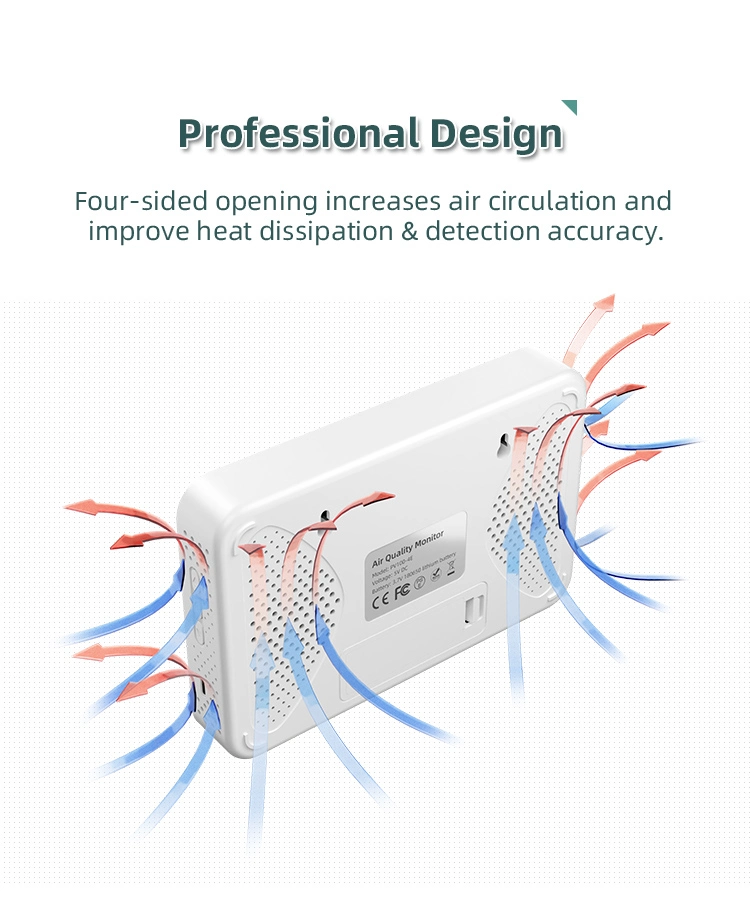 Analisador de qualidade do ar de ecrã grande com ar de humidade de temperatura de CO2 Detector de qualidade Monitor de qualidade do Ar Interior