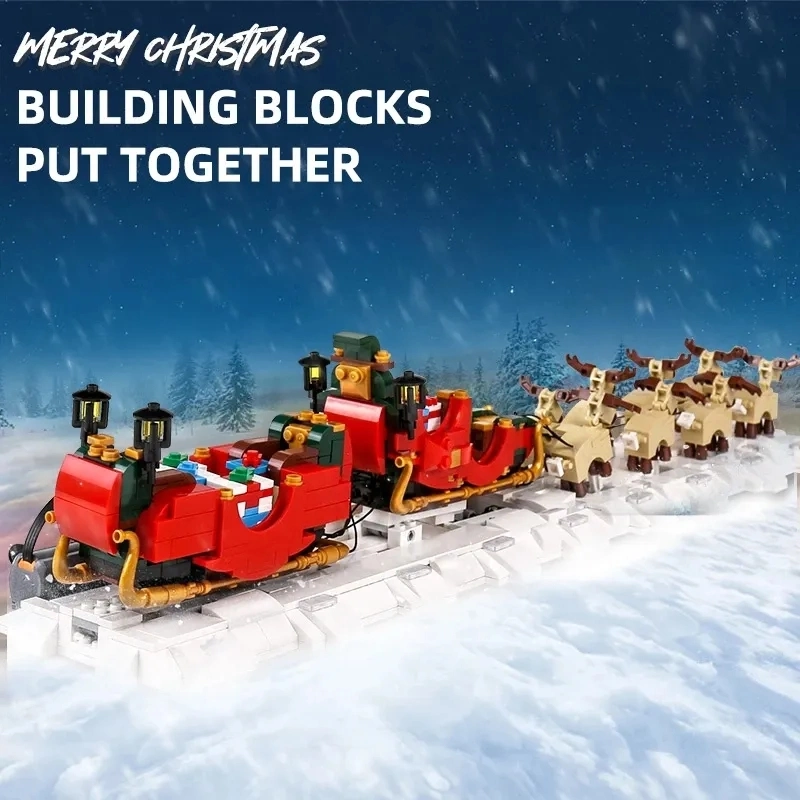 1318 PCS Merry Natal Santa Claus Sleigh bloco de construção put Juntos interessantes brinquedos educativos Kids brinquedos de Natal Sleigh Bricks