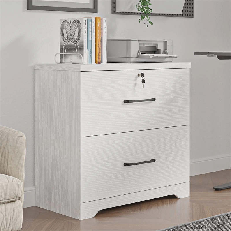 2 Drawer Wood Lateral File Cabinet with Lock, Home Office Storage Filing Cabinet