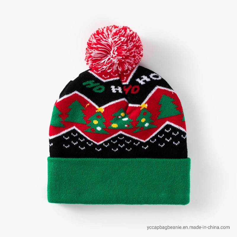 Customized Christmas Decoration Holiday Celebration LED Lighting to Keep Warm Knitted Beanie