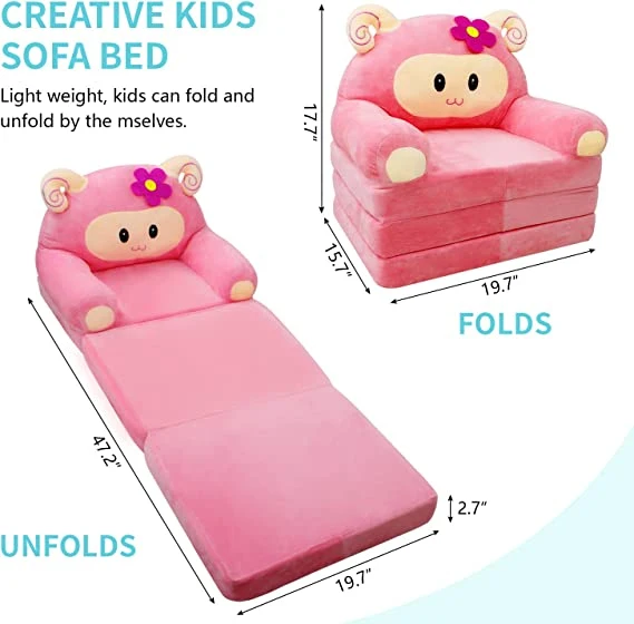 Meubles pour enfants Les enfants petit canapé couvrir Cartoon Pig Princess fille Bébé garçon d'inclinaison du siège de pliage seul paresseux Canapé-lit