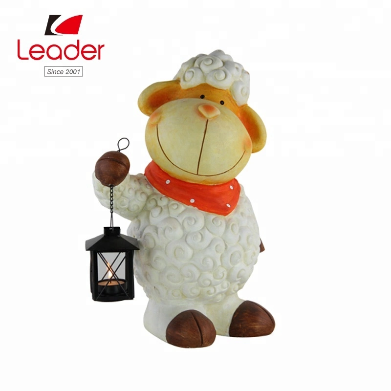 Hot Selling Polyresin Bunny with Candle Lantern Easter Art Statue for Home and Outdoor Statue