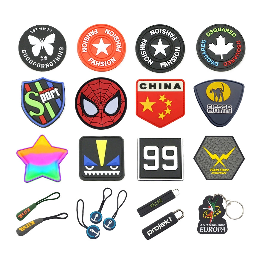 Promotion Custom Logo 3D Clothing PVC Label Rubber Tag Garment Accessories