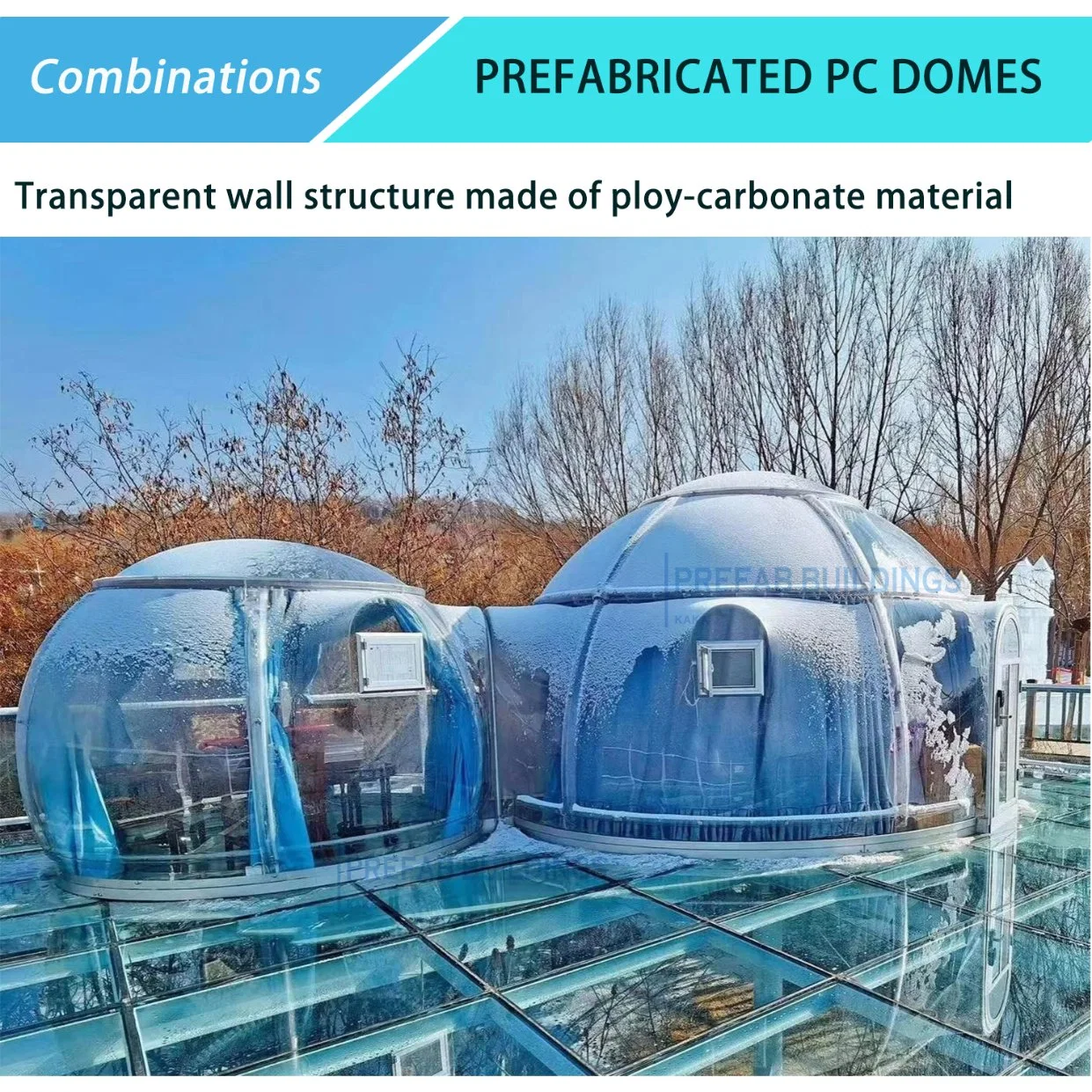 Modern Prefab House PC Dome/Outdoor Glamping/Camping em Snowfield/ Igloo