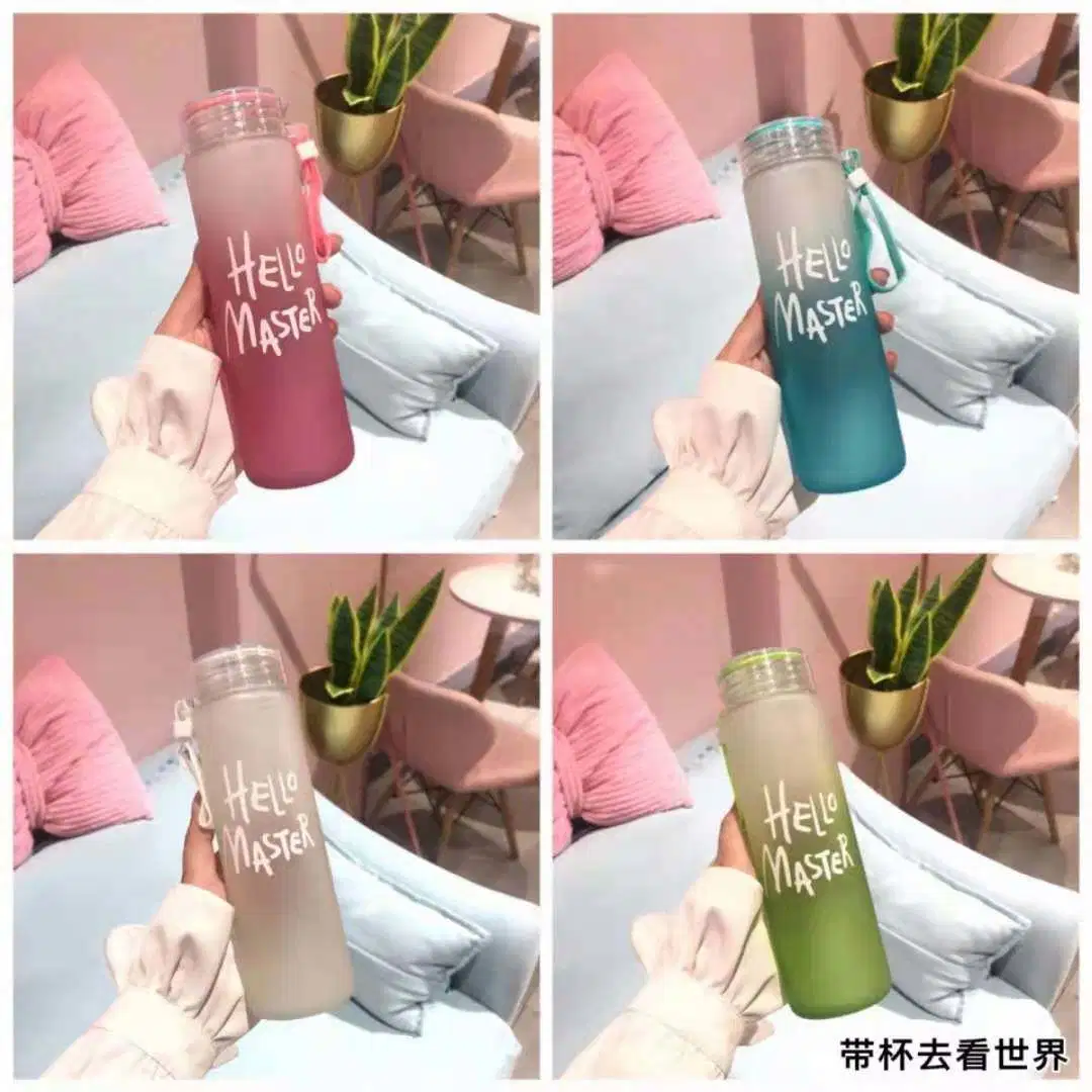 Promotion Girls Fashion Unique Mushroom Design Glass Blank Water Bottles