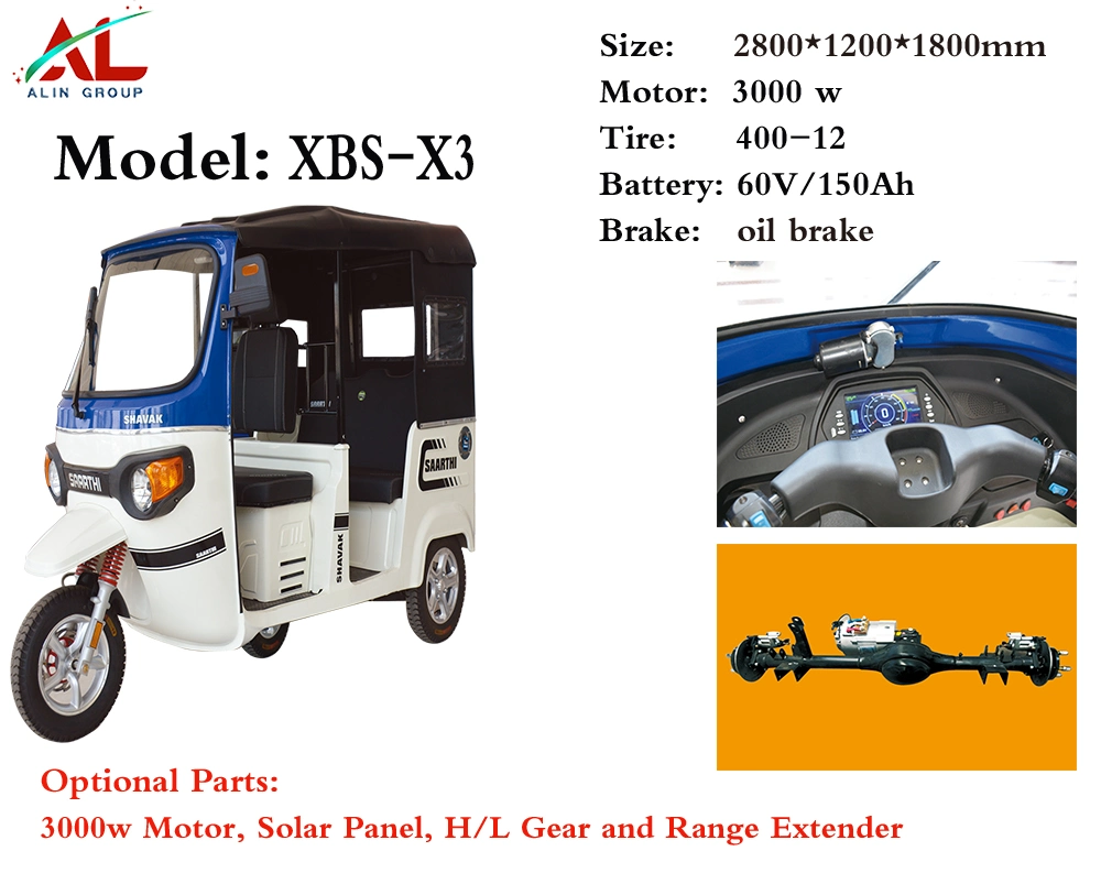 Venda a quente operado a bateria 48V1000W dos elevadores de triciclo e Bajaj Rickshaw eléctrico no preço barato para a Índia e Nepal