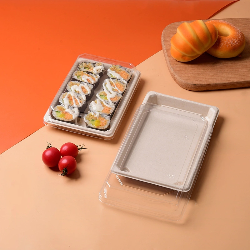 La sécurité environnementale des sushis le bac en plastique de qualité alimentaire la pâte de canne à sucre Microwavable conteneur en plastique