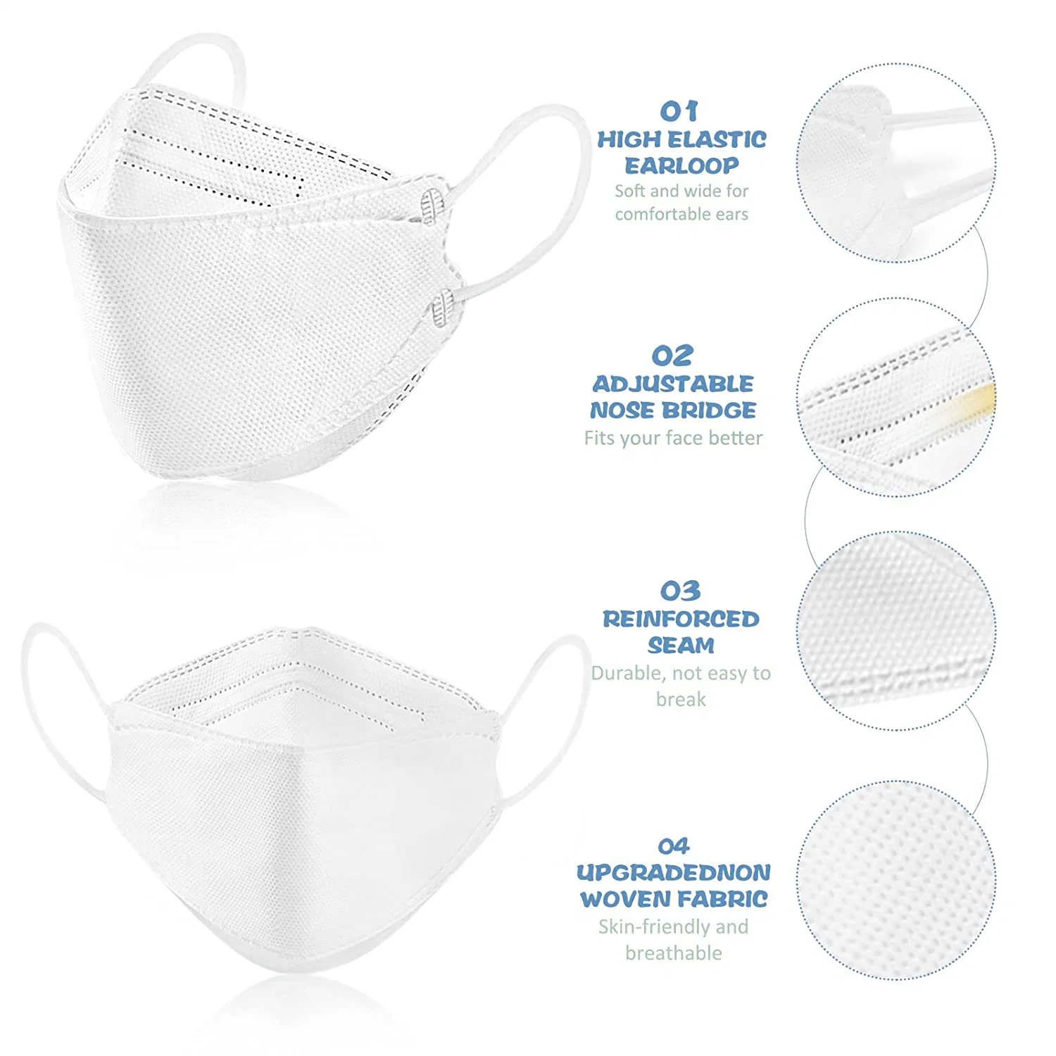 4 Layers Protective_Mask Non-Woven, Cup Dust_Mask 3D Design Disposable Kf94 for Kids