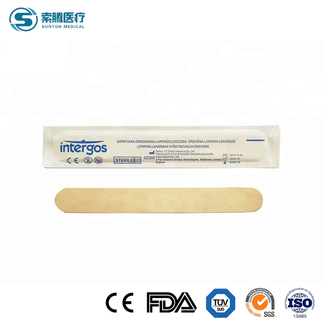 Sunton Sterile Tongue Depressor Disposable Tongue Depressor China CE/ISO9001/ISO13485 Certificate Tongue Depressor Factory Natural Wood Tongue Depressor