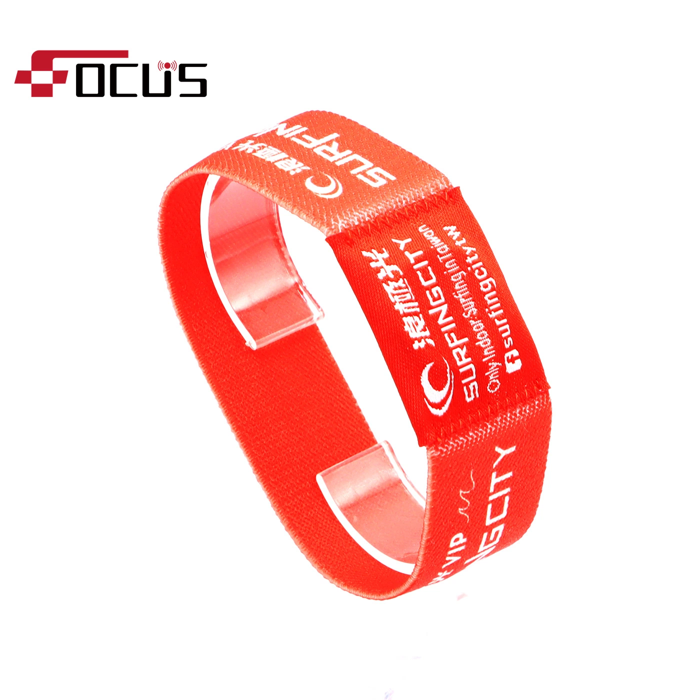 Customized Full Printing Woven Fabric Stretch Bracelet Elastic RFID Wristband