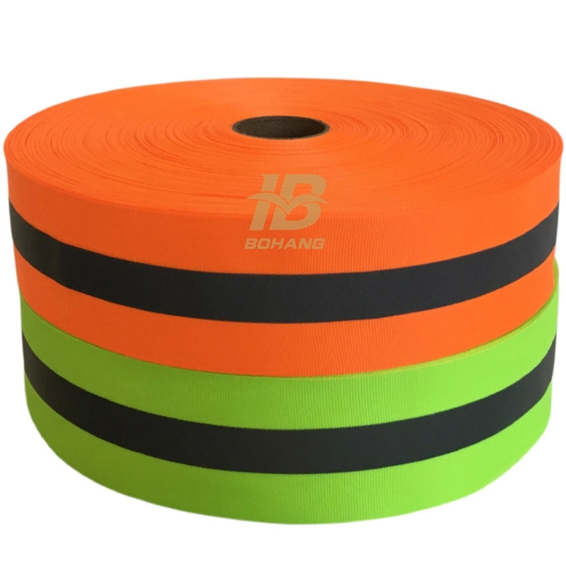 En20471 Sew on Fluorescent Green Reflective Safety Webbing Ribbon Tapes