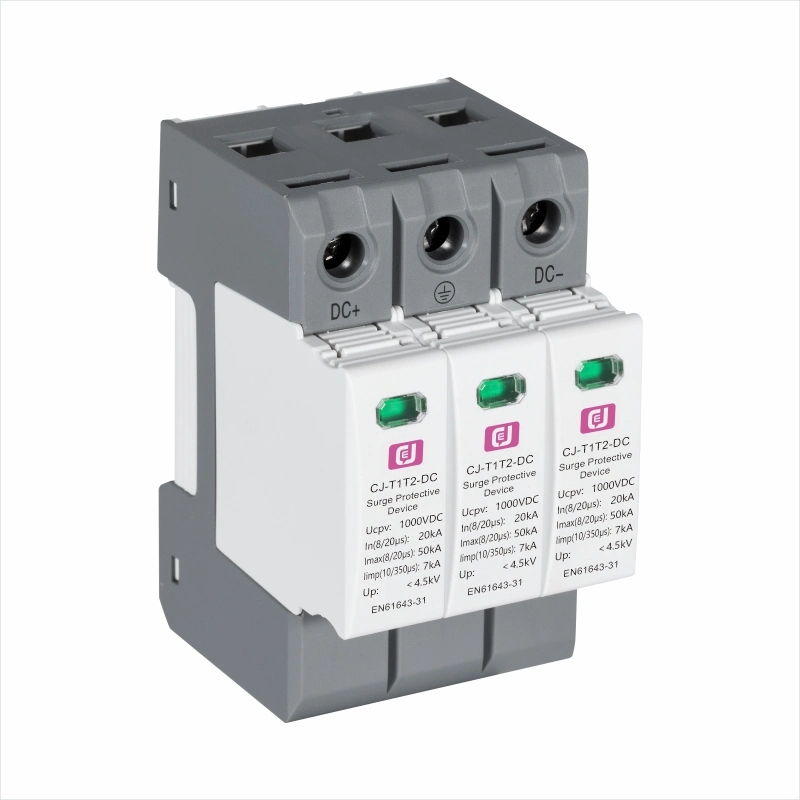 Cj-T1t2-DC 1500VDC 20-50ka Proteção contra descargas atmosféricas do SPD de dispositivos de proteção contra oscilações de energia