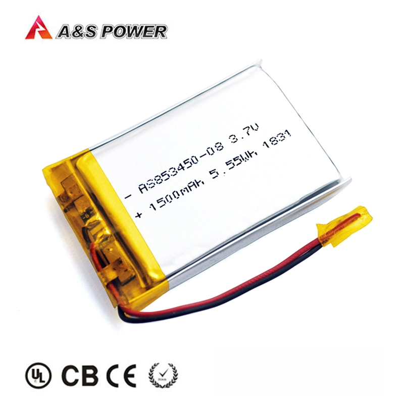 Venta caliente 3.7V 1500mAh Aprobado por UL 853450 Batería de iones de litio para auriculares Bluetooth / Altavoz Bluetooth