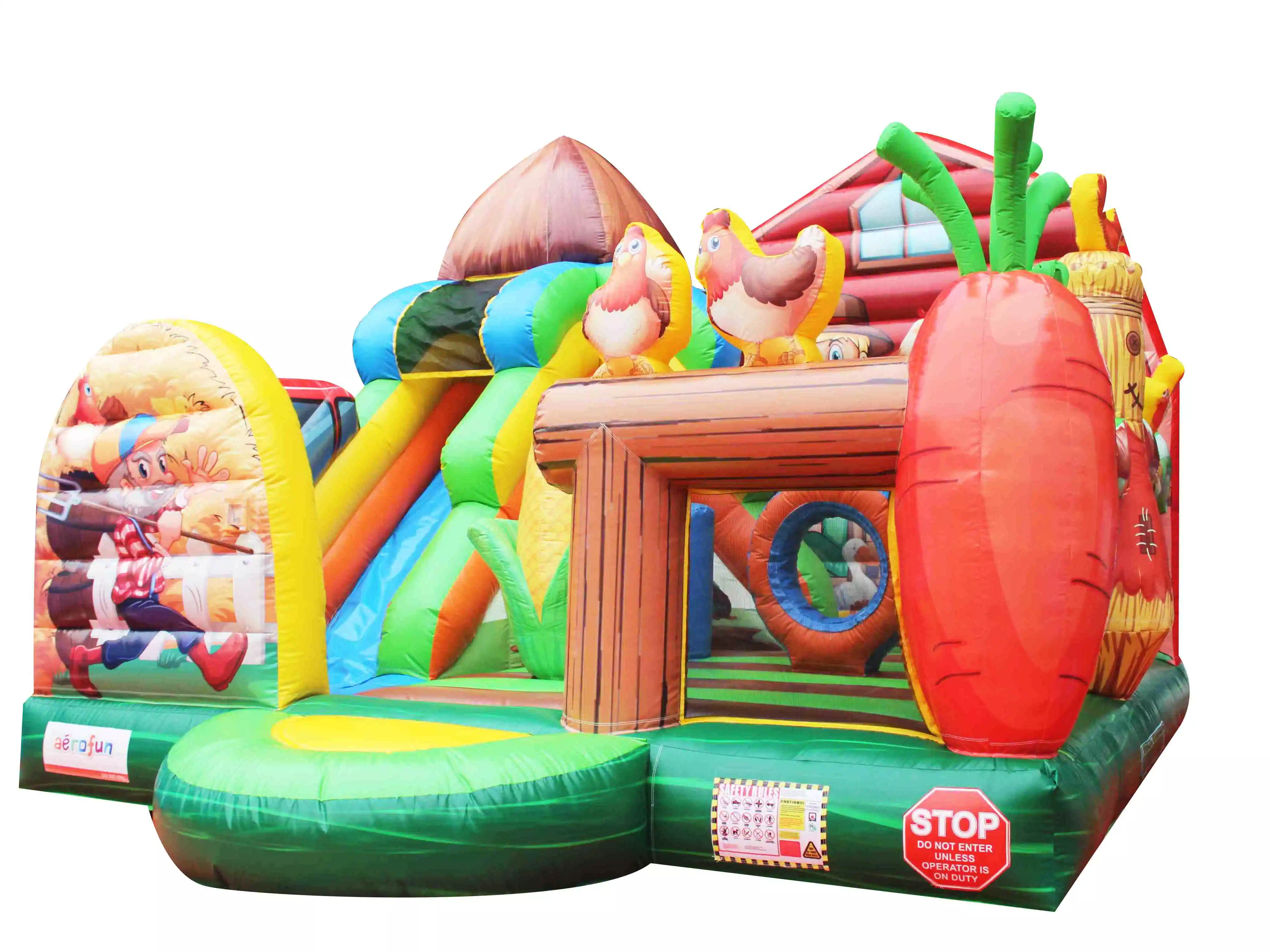 Outdoor Movable Amusement Park Inflatable Air Castle Slide Combo Outdoor Farm Inflatable Playground