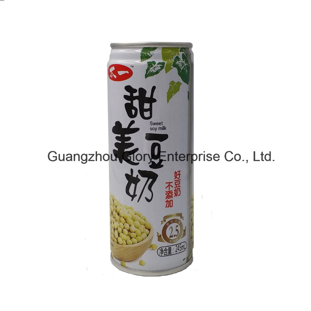 250ml Tin Plate Can Natural Soy Milk with Protein 2.6% and 1% Dietary Fiber Without Food Additive