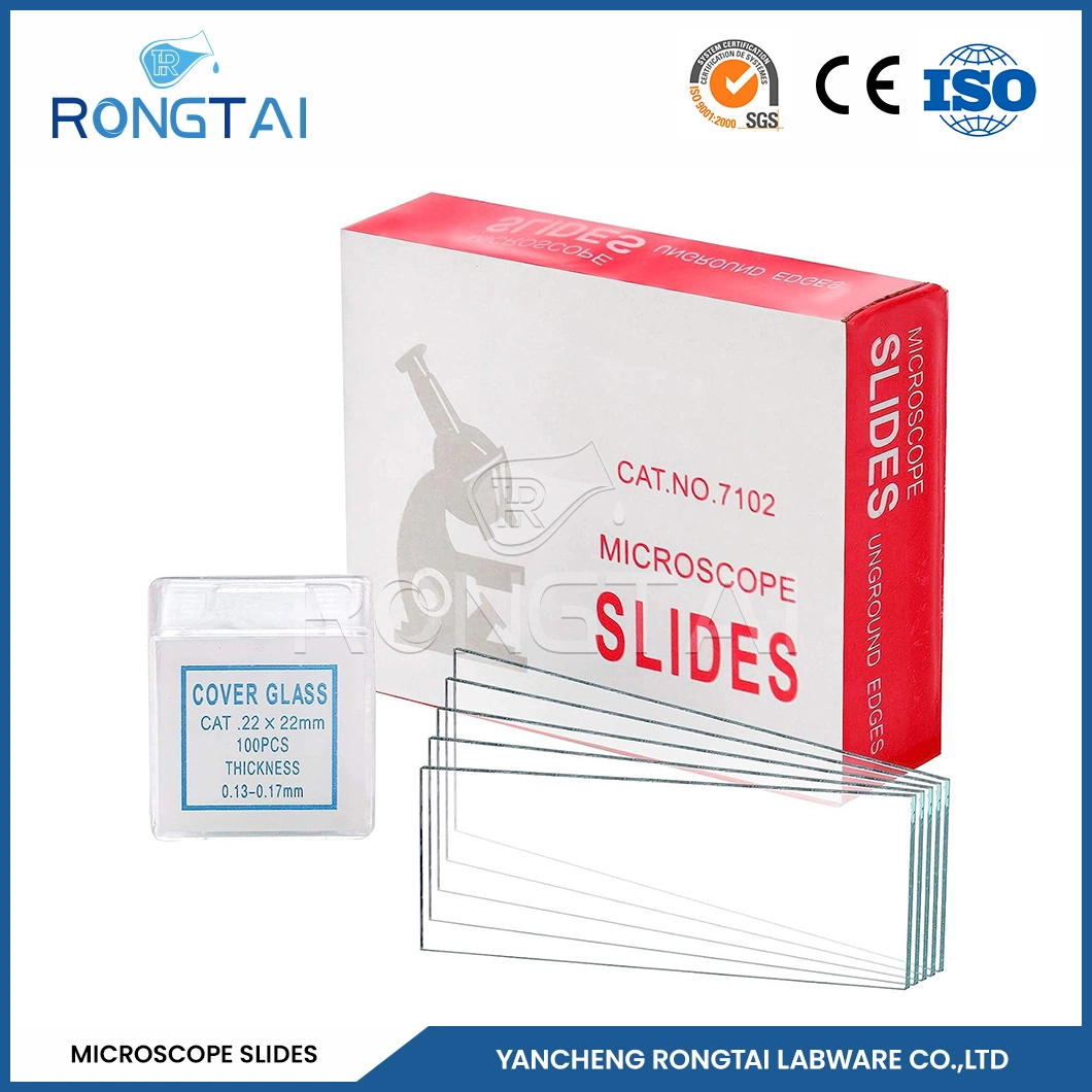 Rongtai Lab Slide Price Manufacturing Square Glass Slides China 7101 7102 7105 7107 7109 Positive Charged Microscope Slides