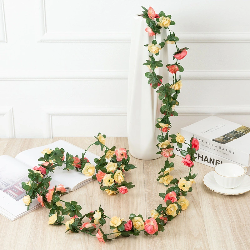 7.6 FT (Total) Artificial Flowers Garland Flower Rose Vine Hanging Plant Lifelike Silk Decorative for Wedding Arch Garden Wall Home Party Hotel Office