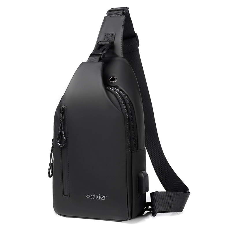 Weixier New Fashion Men Casual Shoulder USB Charging Waterproof Bags Man Crossbody Messenger Bag with Earphone Jack