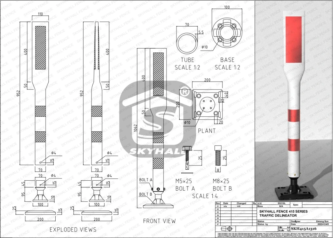 Surface Mount Plastic Traffic Delineator Posts with Reboundable Bases