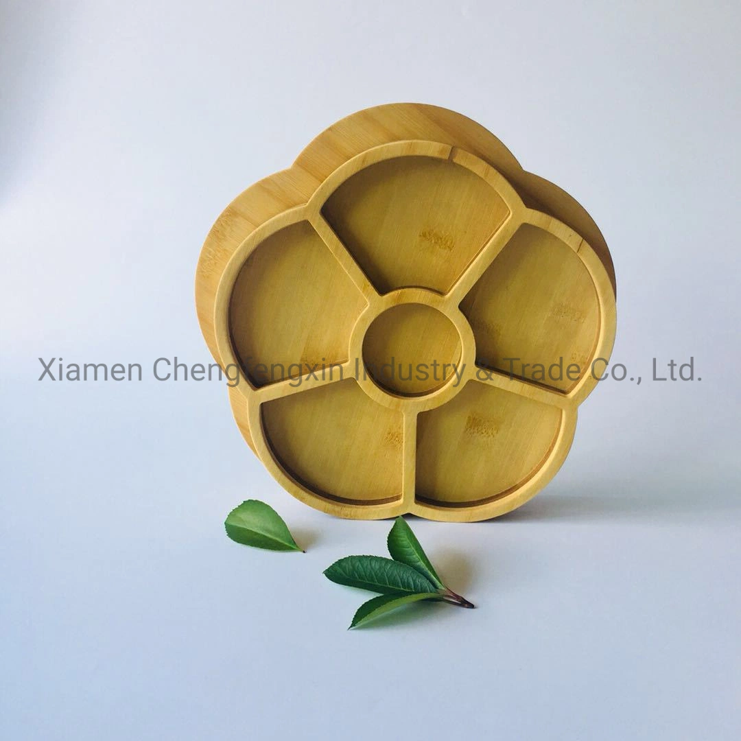 Factory Price Flower Shape Bamboo Fruit Tray