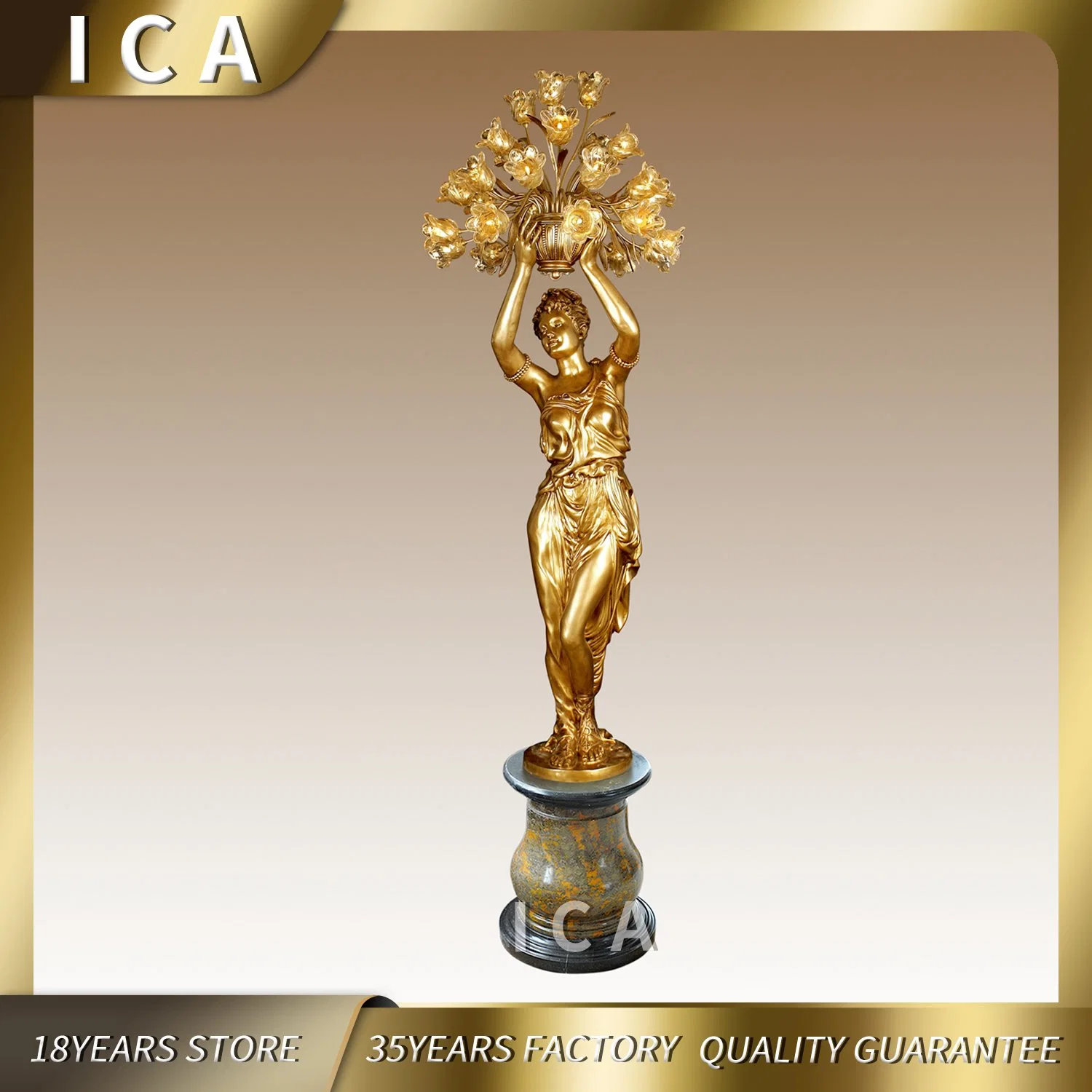 Bronze Mix Gold Color with Lady Statue Floor Lamp