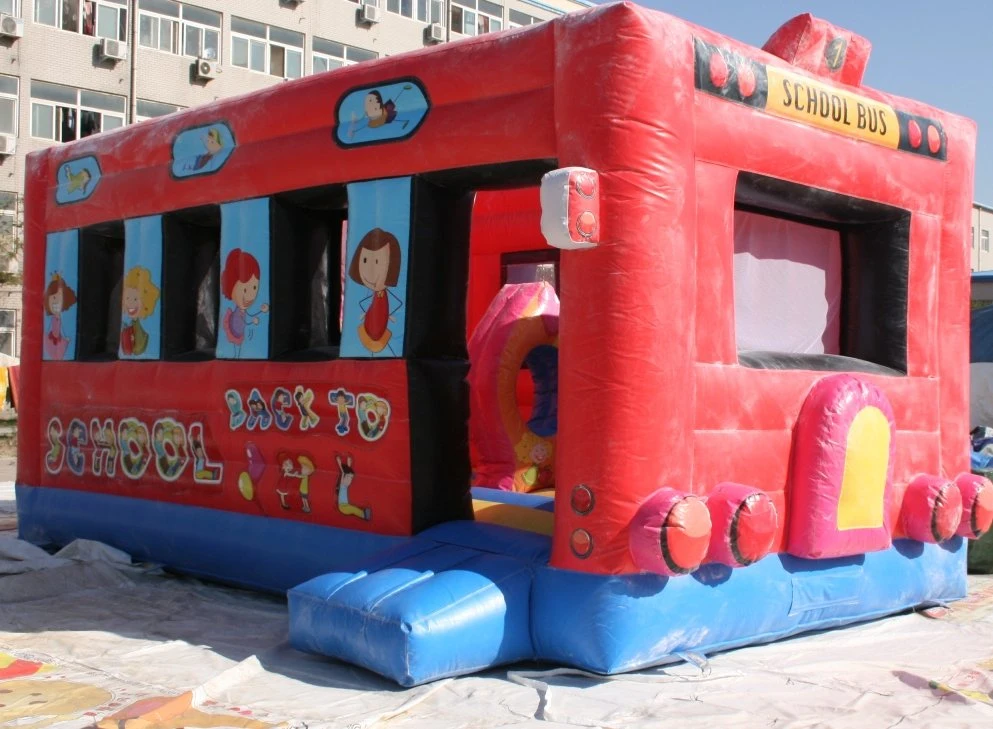 Newest Design Kiddies Inflatable Schoolbus Castle Bouncer Slide Jumping House for Children Park