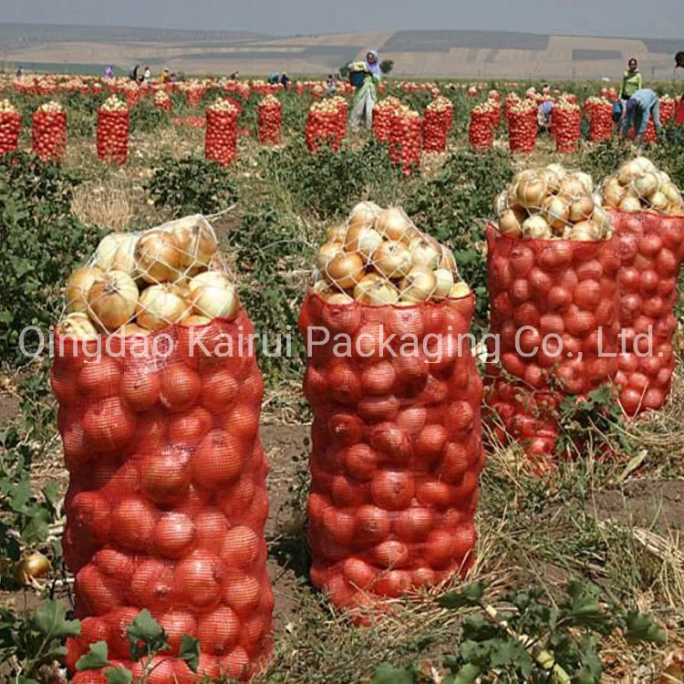 Haut avec Cordon Vert Orange Rouge Jaune de l'oignon de pommes de terre PP Sacs de la maille