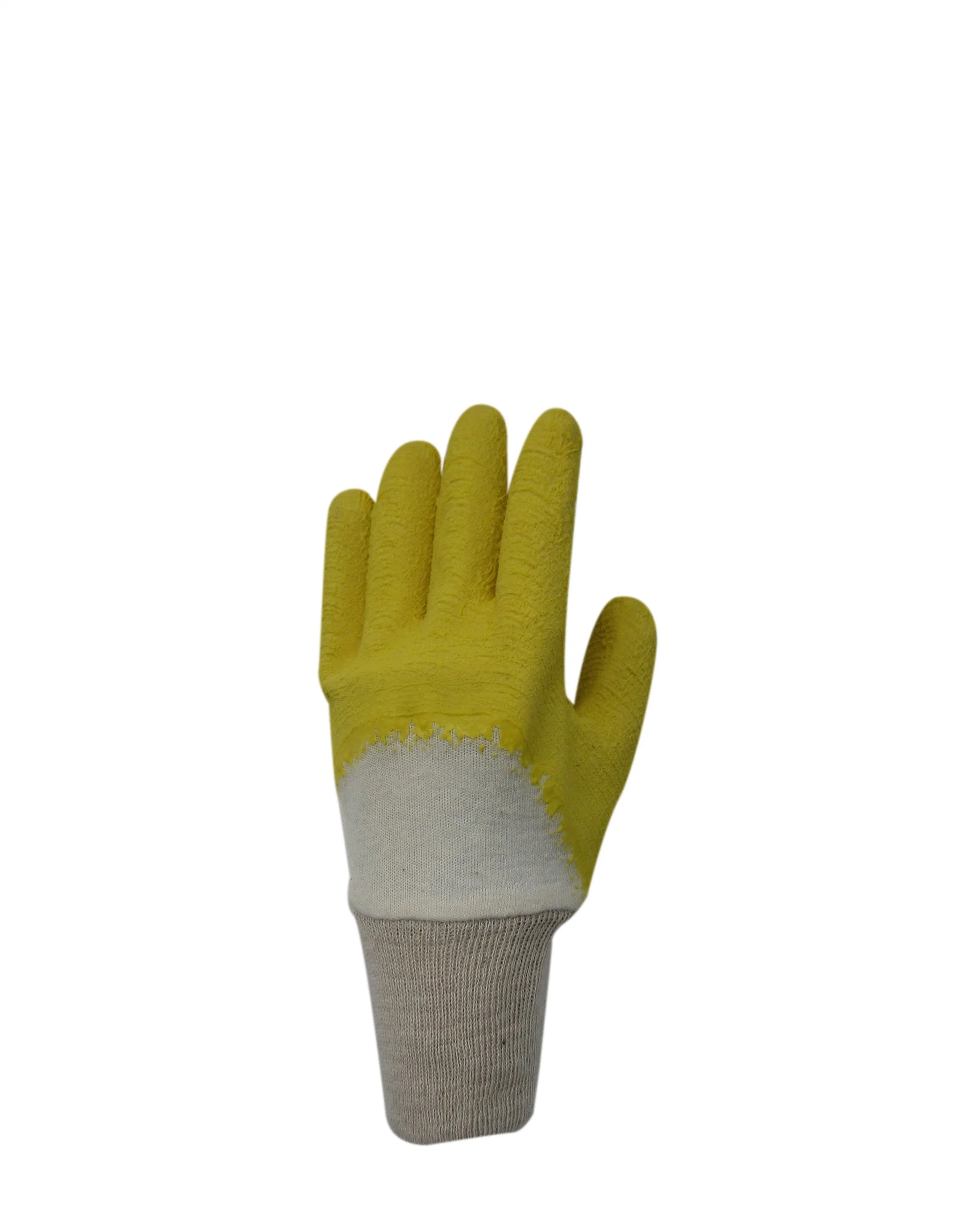 Yellow Color Economic Latex Coated Open Back Knit Wrist Work Glove