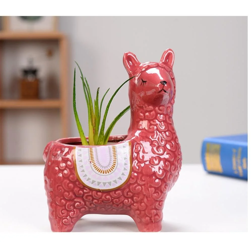 Cute Design Sheep Ceramic Flowerpot Herb Succulent Indoor Outdoor Decoration Ci20601