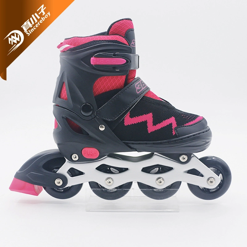 Plastic Chassis Quad Double Roller Skates for Children with High Hardness Elastic PU Flashing Wheel