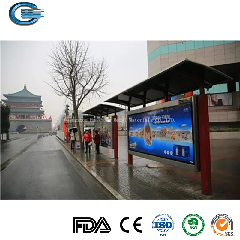 Huasheng Garten Bus Shelter China Outdoor Shelter Hersteller Modern City Öffentliche Edelstahl-Bushaltestelle Smart Bus Shelter