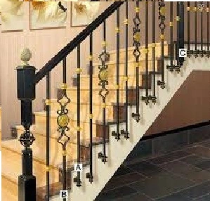 Classic Design Staircase Fence Safety Interior Wrought Iron Stair Railings Customized