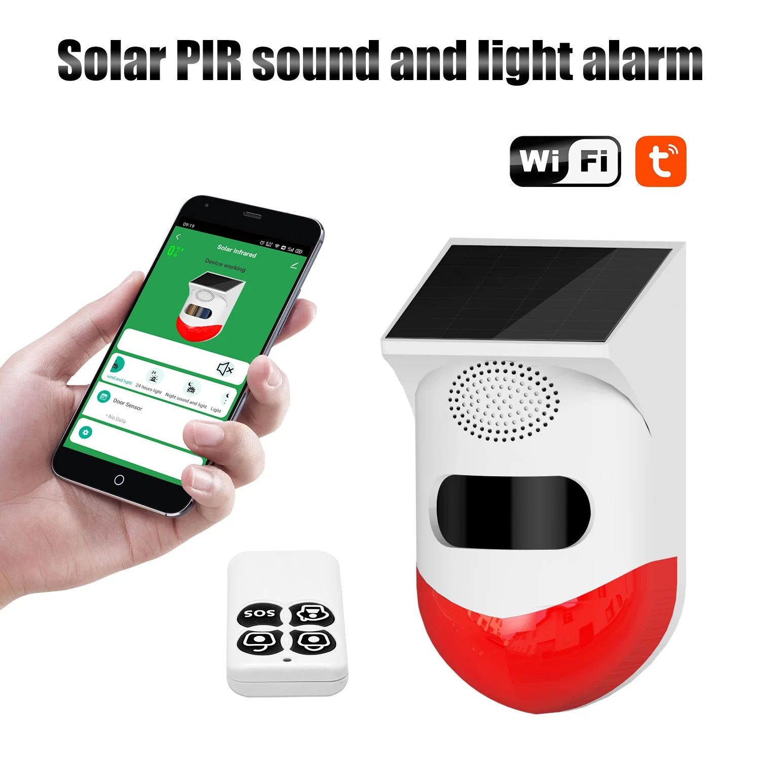 Piscina impermeável IP67 TELECOMANDO RF Tuya WiFi Solar Alarme do sensor de movimento