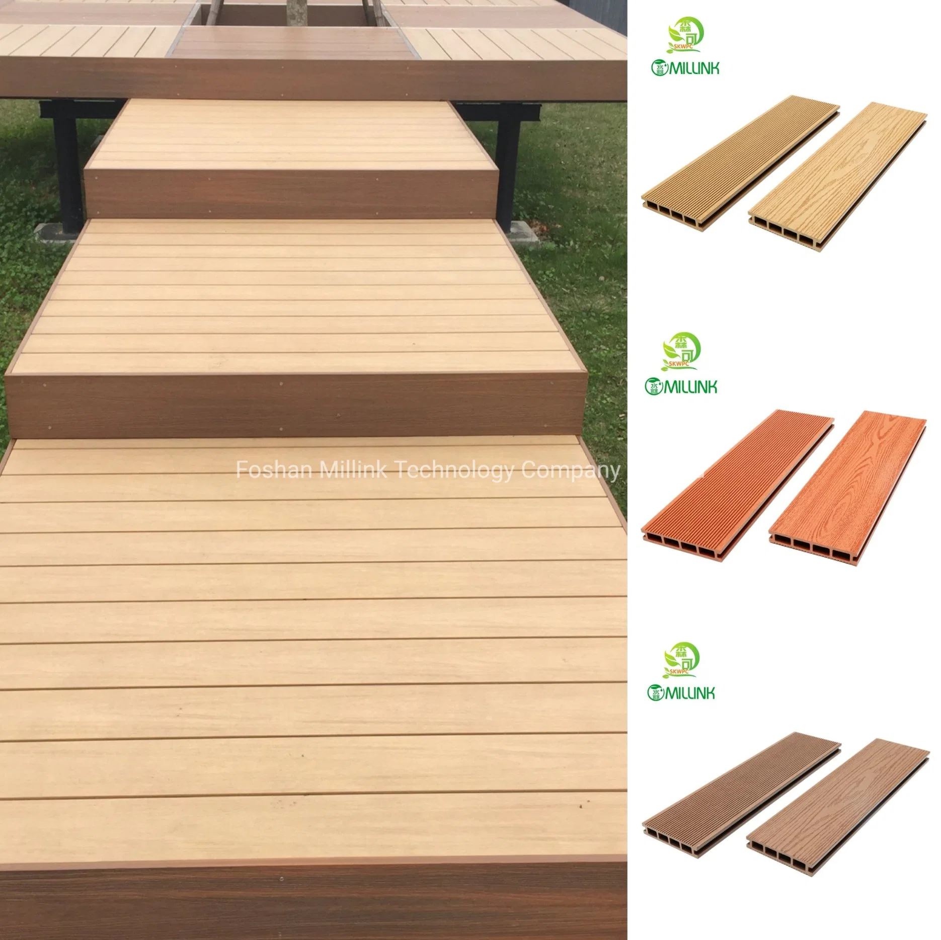 Anti-rayures solide creux WPC Deck en plastique laminés en bois / PE laminés pour Outdoor