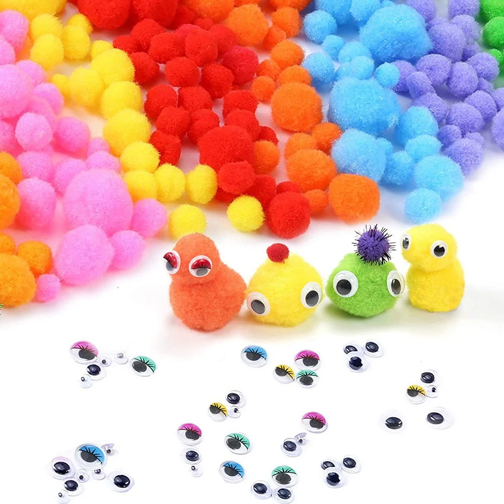 Cn2036-0560 Crafts Supplies Sets 300PC Neon POM Poms Kids Craft DIY Kit