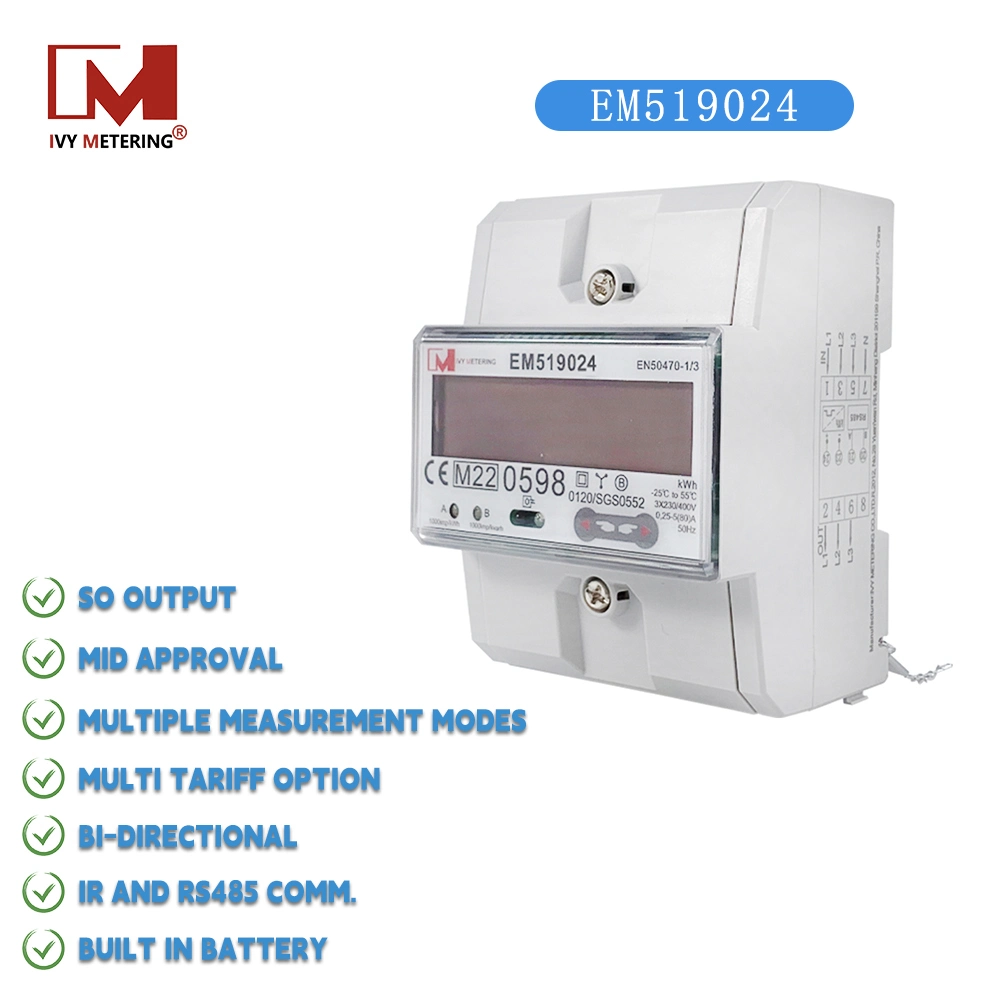 EV Car RS485 fase Medidor eléctrico bidireccional con Modbus 3 Vatímetro MEDIO