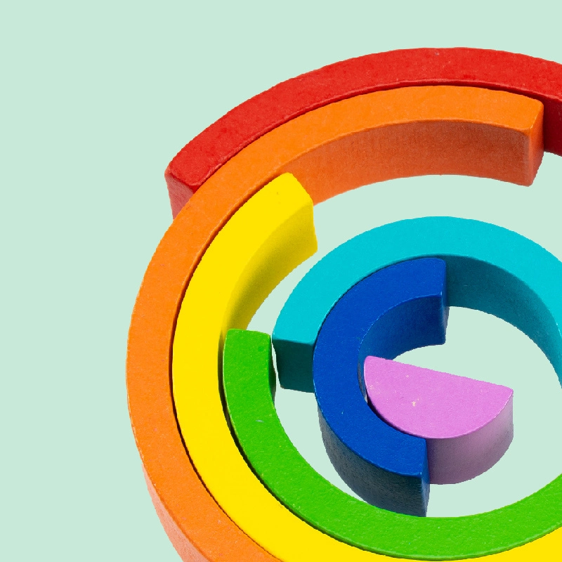 تيثرز من السيليكون للأطفال ألعاب للأطفال مبنى غير سام Rainbow Stacker كتل