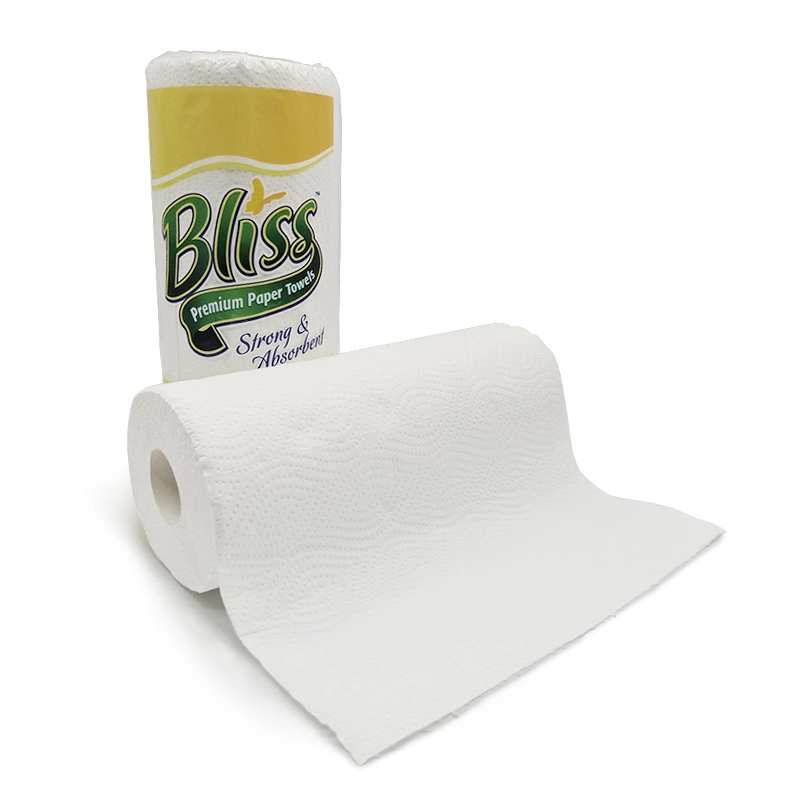 Rolo único individualmente Plástico Pack de 2 folhas de 20gsm, 120 folhas branqueada branco 100% de celulose papel Rolo de cozinha toalha de papel