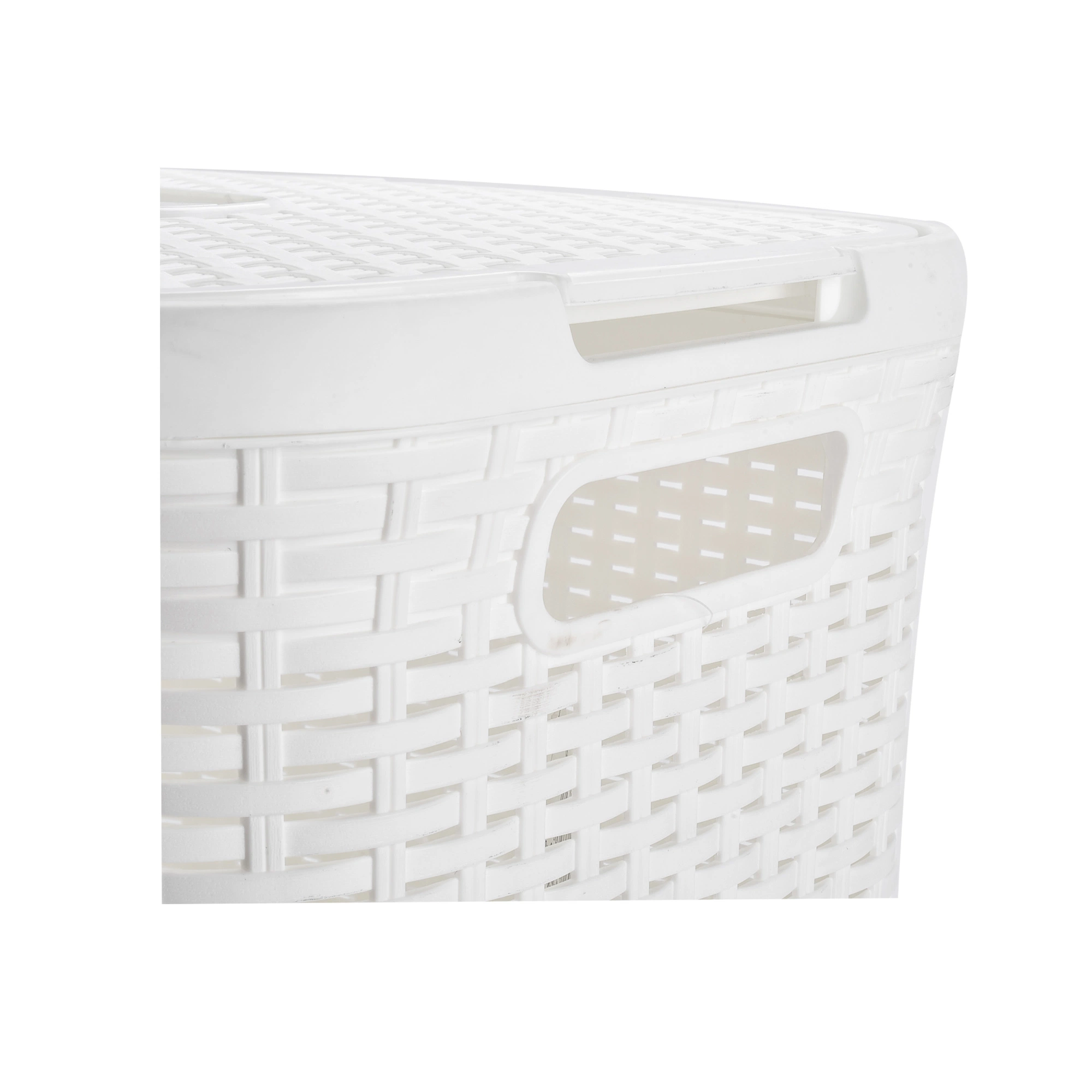 Grande capacidade da cesta de Lavandaria de plástico cor branca