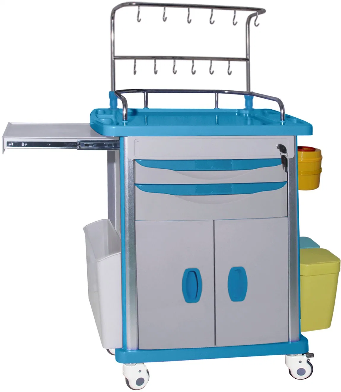 New Design Medical Mobile IV Treatment ABS Trolley for Nursing Use